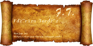 Fórizs Teréz névjegykártya